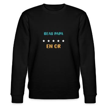 Beautiful Dad in Gold Personalized Gift - Stanley/Stella CHANGER Unisex Organic Sweatshirt - black - Front - Nik (191cm) & Marisol (170cm)