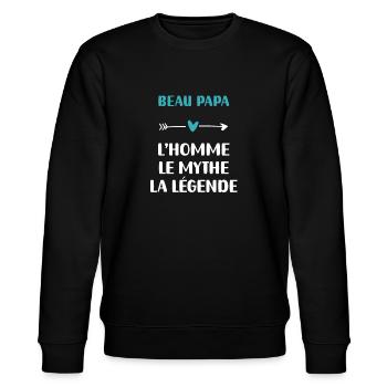 Handsome Dad Man The Myth Legend Gift - Stanley/Stella CHANGER Unisex Organic Sweatshirt - black - Front - Nik (191cm) & Marisol (170cm)
