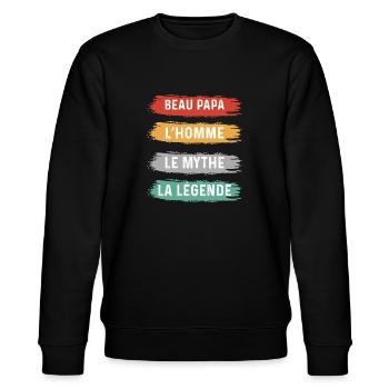 Handsome Dad Man Myth Legend Gift - Stanley/Stella CHANGER Unisex Organic Sweatshirt - black - Front - Nik (191cm) & Marisol (170cm)