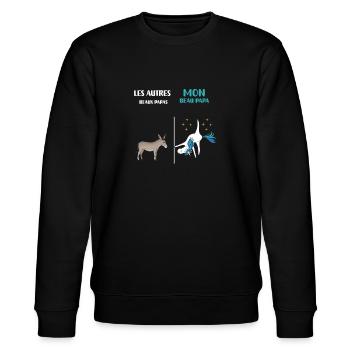 Beautiful Dad Unicorn Funny Humor Gift - Stanley/Stella CHANGER Unisex Organic Sweatshirt - black - Front - Nik (191cm) & Marisol (170cm)