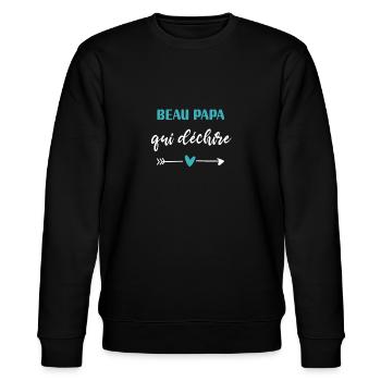 Schönes Papa Tränendes Herz Geschenk - Stanley/Stella Unisex Bio-Sweatshirt CHANGER  - Schwarz - Vorne - Nik (191cm) & Marisol (170cm)