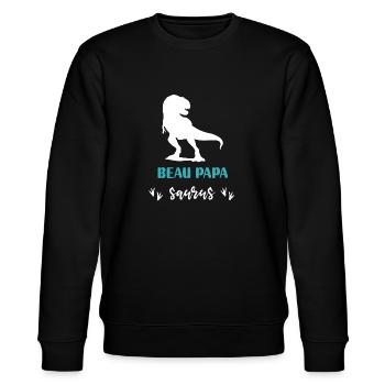beau papa saurus Dinosaure T rex cadeau - Sweat bio CHANGER Stanley/Stella Unisexe - noir - Devant - Nik (191cm) & Marisol (170cm)