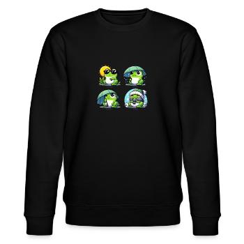 Des grenouilles par tous les temps - Sweat bio CHANGER Stanley/Stella Unisexe - noir - Devant - Nik (191cm) & Marisol (170cm)