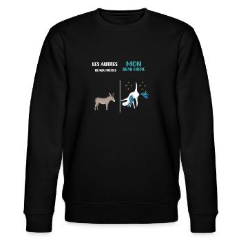 Schöner Bruder Einhorn Lustiger Humor Geschenk - Stanley/Stella Unisex Bio-Sweatshirt CHANGER  - Schwarz - Vorne - Nik (191cm) & Marisol (170cm)