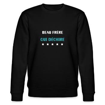 Schöner Bruder, der reißt personalisiertes Geschenk - Stanley/Stella Unisex Bio-Sweatshirt CHANGER  - Schwarz - Vorne - Nik (191cm) & Marisol (170cm)