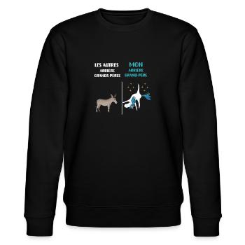 Urgroßvater Einhorn lustiger Humor - Stanley/Stella Unisex Bio-Sweatshirt CHANGER  - Schwarz - Vorne - Nik (191cm) & Marisol (170cm)