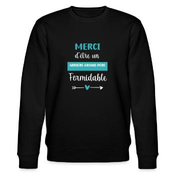 Danke Urgroßvater grandios - Stanley/Stella Unisex Bio-Sweatshirt CHANGER  - Schwarz - Vorne - Nik (191cm) & Marisol (170cm)