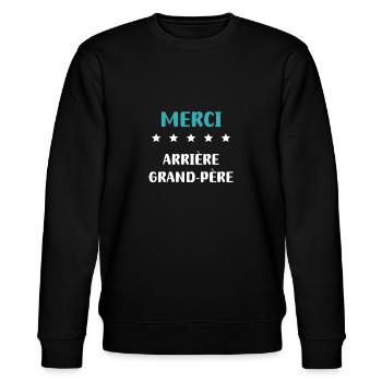 Danke Urgroßvater personalisiert - Stanley/Stella Unisex Bio-Sweatshirt CHANGER  - Schwarz - Vorne - Nik (191cm) & Marisol (170cm)