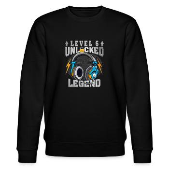 Gamer Gaming Level 6 Unlocked - Stanley/Stella Unisex Bio-Sweatshirt CHANGER  - Schwarz - Vorne - Nik (191cm) & Marisol (170cm)