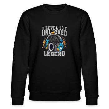 13. Geburtstag Geschenk - Level 13 Unlocked - Stanley/Stella Unisex Bio-Sweatshirt CHANGER  - Schwarz - Vorne - Nik (191cm) & Marisol (170cm)