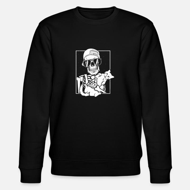 Squelette tenant un chat - Sweat bio CHANGER Stanley/Stella Unisexe - noir