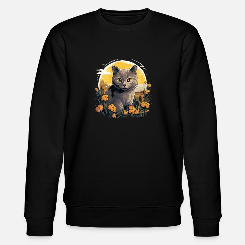 Chartreux Cat Kartäuser Katze - Stanley/Stella Unisex Bio-Sweatshirt CHANGER  - Schwarz