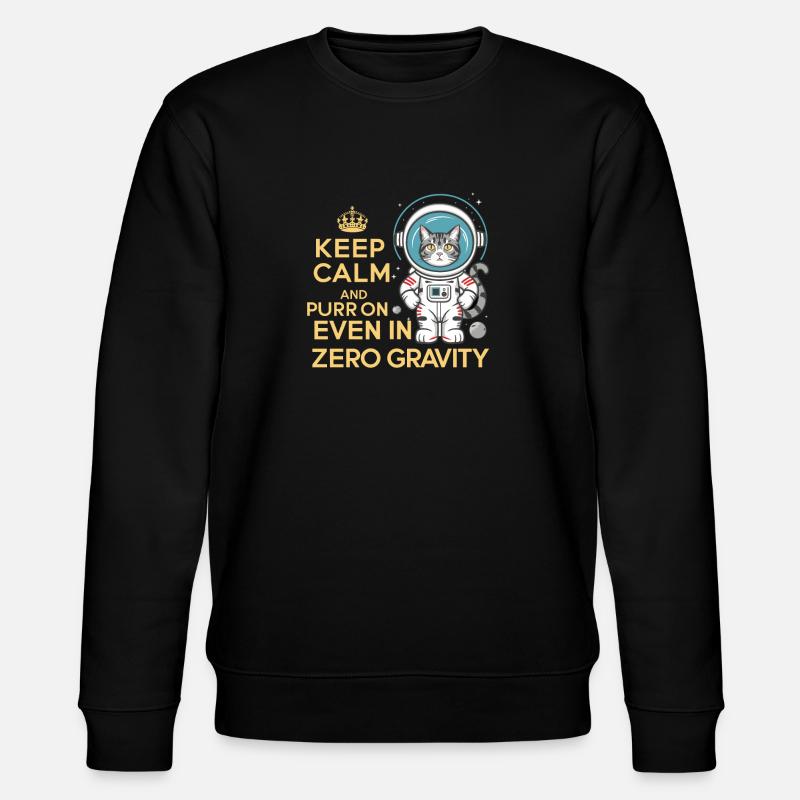 Katze Astronaut Astronomie Äußeres Sonnensystem - Stanley/Stella Unisex Bio-Sweatshirt CHANGER  - Schwarz