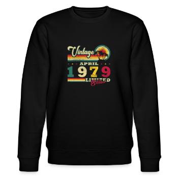45th Birthday Original April Born 1979 - Stanley/Stella CHANGER Unisex Organic Sweatshirt - black - Front - Nik (191cm) & Marisol (170cm)