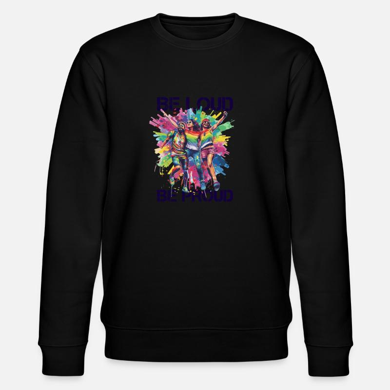 Rainbow Connection Embrace, Happy Pride - Stanley/Stella CHANGER Unisex Organic Sweatshirt - black