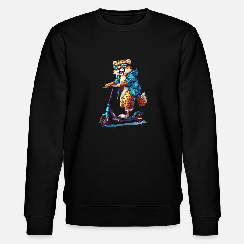 Cheetah Scooter - Stanley/Stella CHANGER Unisex Organic Sweatshirt - black