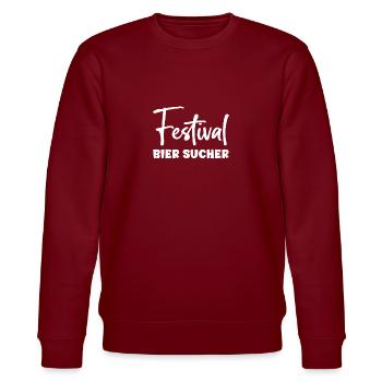 Party Outfit mit Event Trinkspruch für Festivals - Stanley/Stella Unisex Bio-Sweatshirt CHANGER  - Burgunderrot - Vorne - Nik (191cm) & Marisol (170cm)