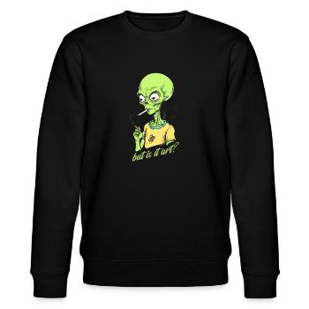 Lustiger Außerirdischer Spruch Aber Ist Es Kunst - Stanley/Stella Unisex Bio-Sweatshirt CHANGER  - Schwarz - Vorne - Nik (191cm) & Marisol (170cm)