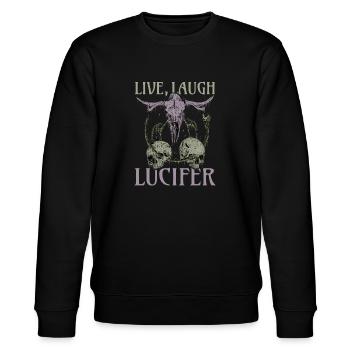 Live Love Luzifer Goth Festival Death Metal - Stanley/Stella Unisex Bio-Sweatshirt CHANGER  - Schwarz - Vorne - Nik (191cm) & Marisol (170cm)