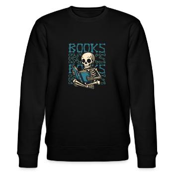Buch Leseratte Bücherwurm - Stanley/Stella Unisex Bio-Sweatshirt CHANGER  - Schwarz - Vorne - Nik (191cm) & Marisol (170cm)