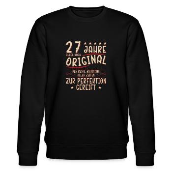 27. Geburtstag Mann Frau 27 Jahre Spruch Lustig - Stanley/Stella Unisex Bio-Sweatshirt CHANGER  - Schwarz - Vorne - Nik (191cm) & Marisol (170cm)
