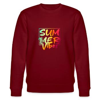 Summer Vibes Colorful Palm Retro Summer - Stanley/Stella CHANGER Unisex Organic Sweatshirt - burgundy - Front - Nik (191cm) & Marisol (170cm)