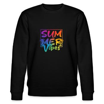 Summer Vibes Colorful Palm Retro Summer - Stanley/Stella CHANGER Unisex Organic Sweatshirt - black - Front - Nik (191cm) & Marisol (170cm)