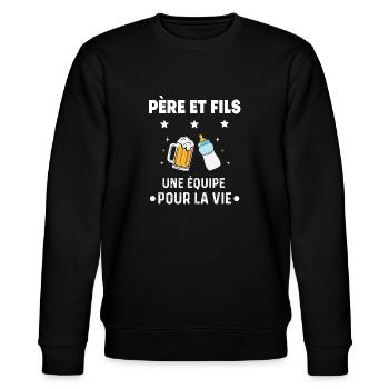 Vater-Sohn-Gespann fürs Leben Aperitif Duo Man - Stanley/Stella Unisex Bio-Sweatshirt CHANGER  - Schwarz - Vorne - Nik (191cm) & Marisol (170cm)