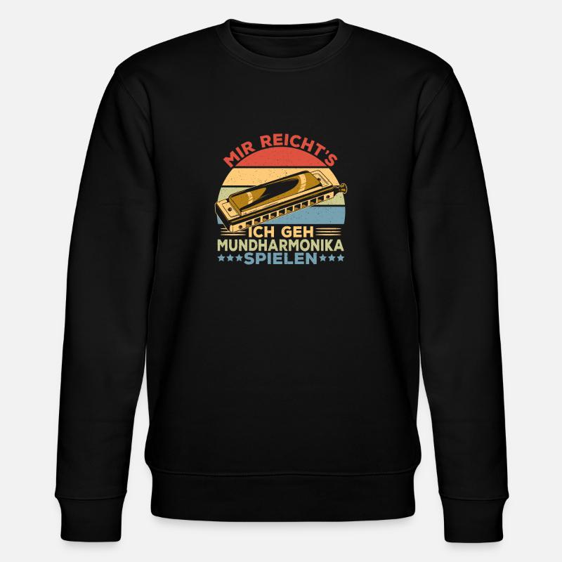 Playing Harmonica Gift - Stanley/Stella CHANGER Unisex Organic Sweatshirt - black
