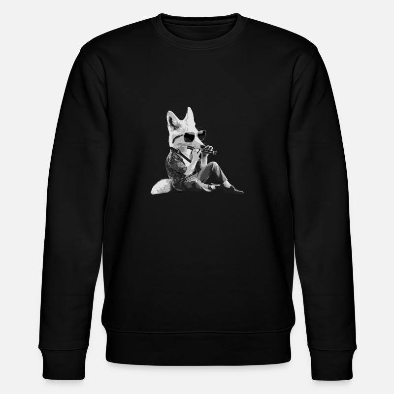 Fox Harmonica Playing Gift - Stanley/Stella CHANGER Unisex Organic Sweatshirt - black