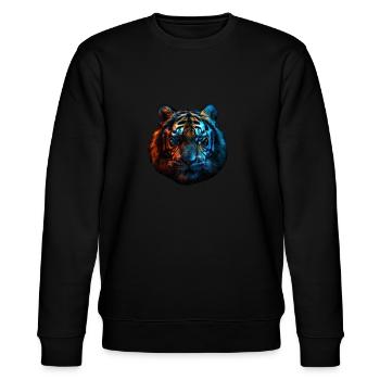 Red and Blue Tiger Fierce and Vivid Animal Art 2 - Stanley/Stella Unisex Bio-Sweatshirt CHANGER  - Schwarz - Vorne - Nik (191cm) & Marisol (170cm)