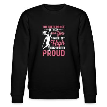 Stabhochspringer-Geschenk - Stanley/Stella Unisex Bio-Sweatshirt CHANGER  - Schwarz - Vorne - Nik (191cm) & Marisol (170cm)