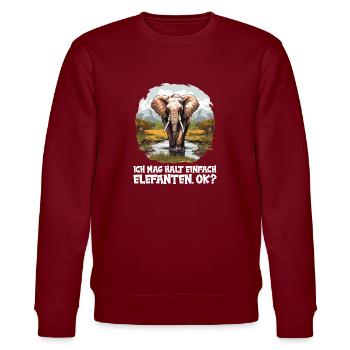 Elefanten Elefant - Stanley/Stella Unisex Bio-Sweatshirt CHANGER  - Burgunderrot - Vorne - Nik (191cm) & Marisol (170cm)