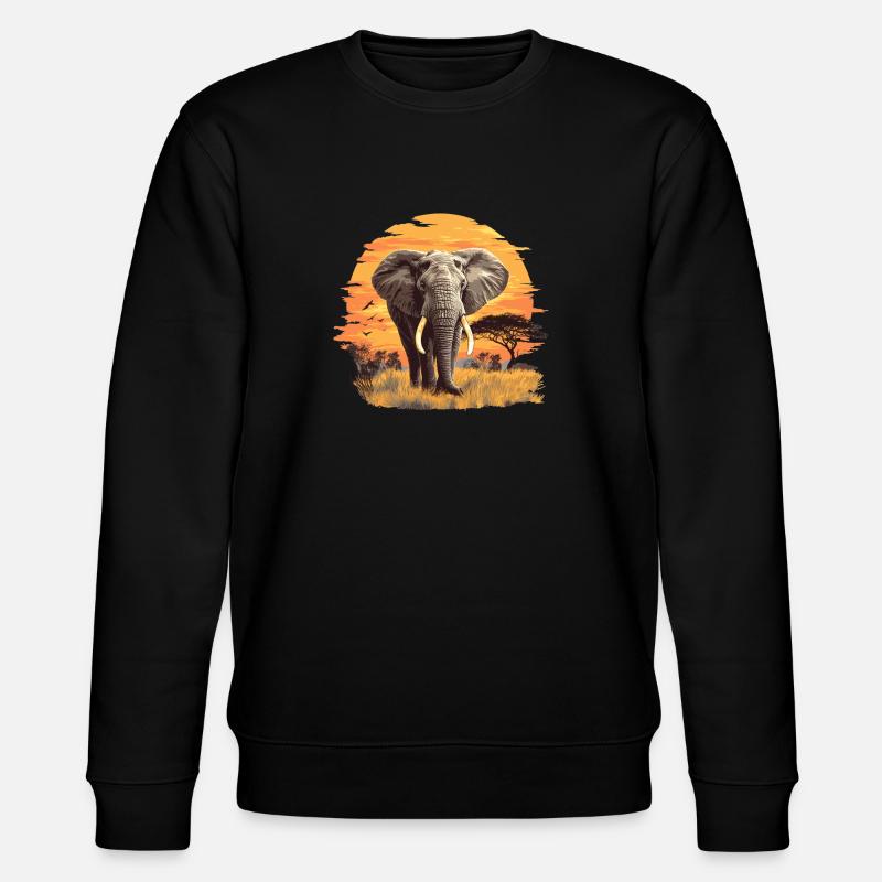 Elefanten Elefant - Stanley/Stella Unisex Bio-Sweatshirt CHANGER - Schwarz