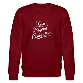 Polyamoröse Gemeinschaft Polyamorous Parenting - Stanley/Stella Unisex Bio-Sweatshirt CHANGER  - Burgunderrot - Vorne - Nik (191cm) & Marisol (170cm)