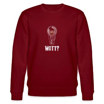 Électricien : WATT ? Humour et savoir-faire combinés - Sweat bio CHANGER Stanley/Stella Unisexe - bordeaux - Devant - Nik (191cm) & Marisol (170cm)