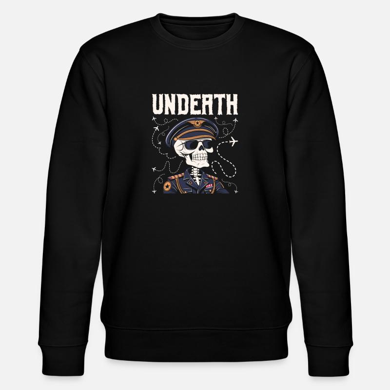 Airplane Pilot Skeleton Undeath - Stanley/Stella CHANGER Unisex Organic Sweatshirt - black