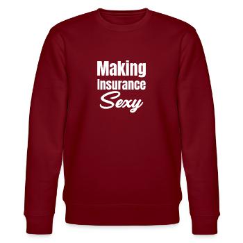 Insurance Make Sexy Funny Agent Assurance - Stanley/Stella CHANGER Unisex Organic Sweatshirt - burgundy - Front - Nik (191cm) & Marisol (170cm)