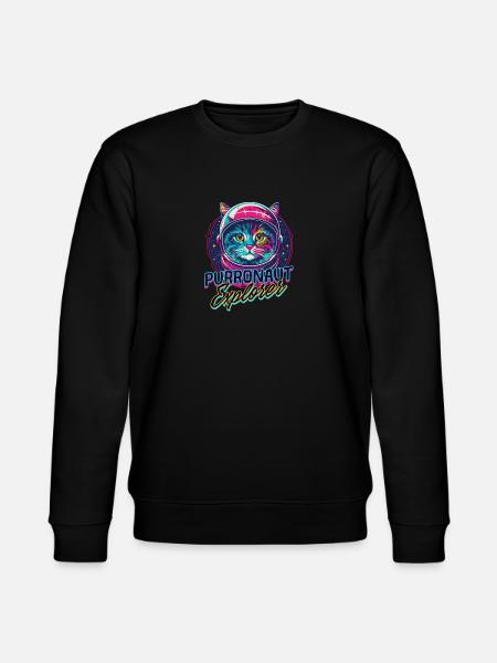Cat Astronaut Purronaut Explorer - Stanley/Stella CHANGER Unisex Organic Sweatshirt - black