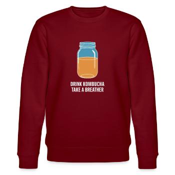 Benefits of Kombucha for Brewer Maker Tea Lover - Stanley/Stella CHANGER Unisex Organic Sweatshirt - burgundy - Front - Nik (191cm) & Marisol (170cm)