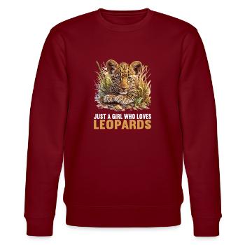 Leoparden Leopard - Stanley/Stella CHANGER Unisex Organic Sweatshirt - burgundy - Front - Nik (191cm) & Marisol (170cm)