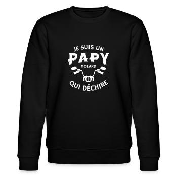 Ich bin ein Biker-Opa, der rockt - Stanley/Stella Unisex Bio-Sweatshirt CHANGER  - Schwarz - Vorne - Nik (191cm) & Marisol (170cm)