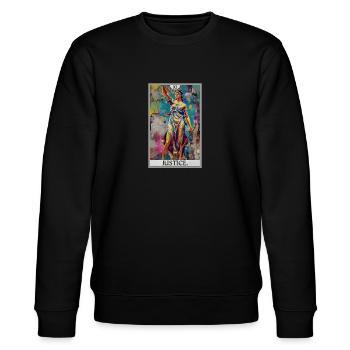 Tarotkarten Tarotkarte Justice Gerechtigkeit - Stanley/Stella Unisex Bio-Sweatshirt CHANGER  - Schwarz - Vorne - Nik (191cm) & Marisol (170cm)