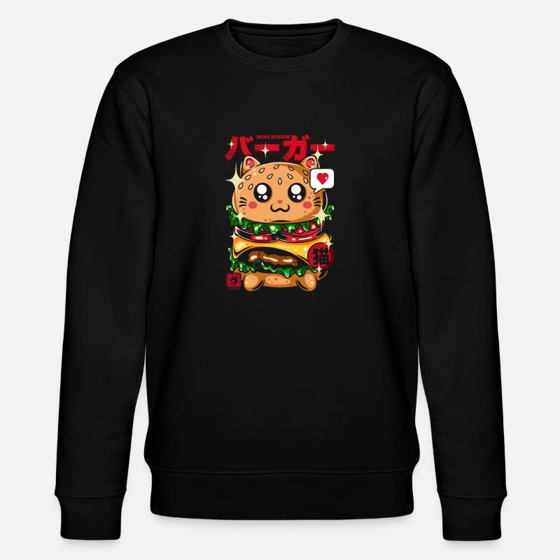 Japan Hamburger Katze Neko - Stanley/Stella Unisex Bio-Sweatshirt CHANGER  - Schwarz