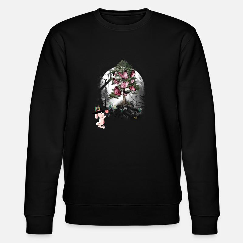 Hase Kaninchen Wald Waldbewohner Schmetterlinge - Stanley/Stella Unisex Bio-Sweatshirt CHANGER  - Schwarz