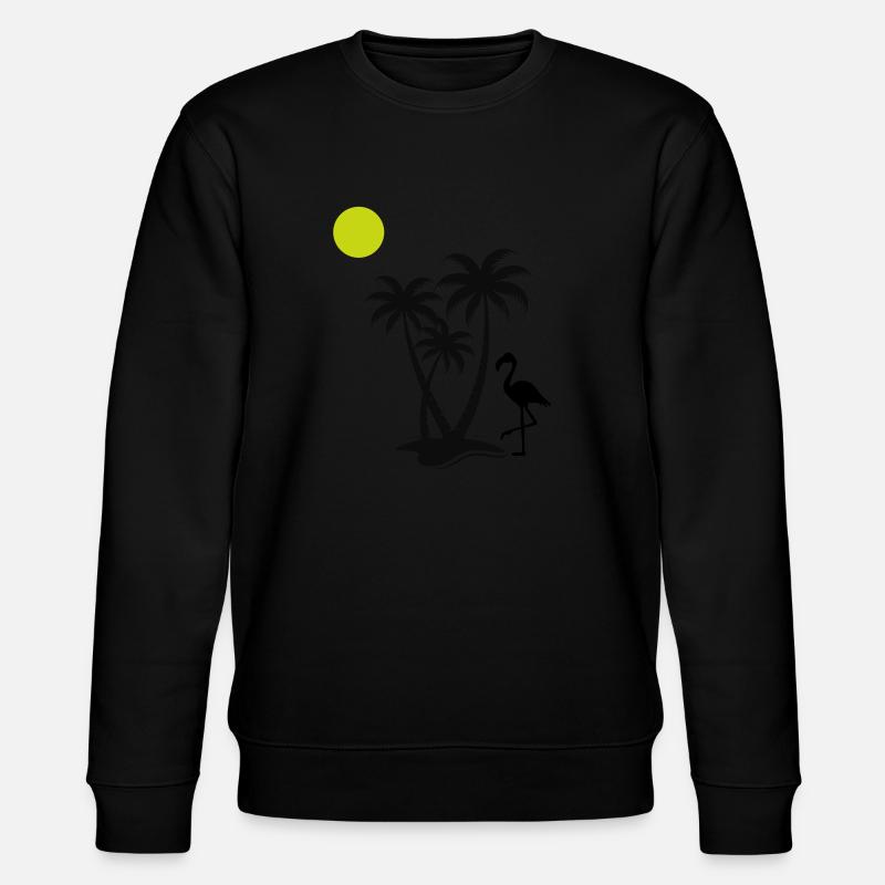 Flamingo Palm Trees - Stanley/Stella CHANGER Unisex Organic Sweatshirt - black