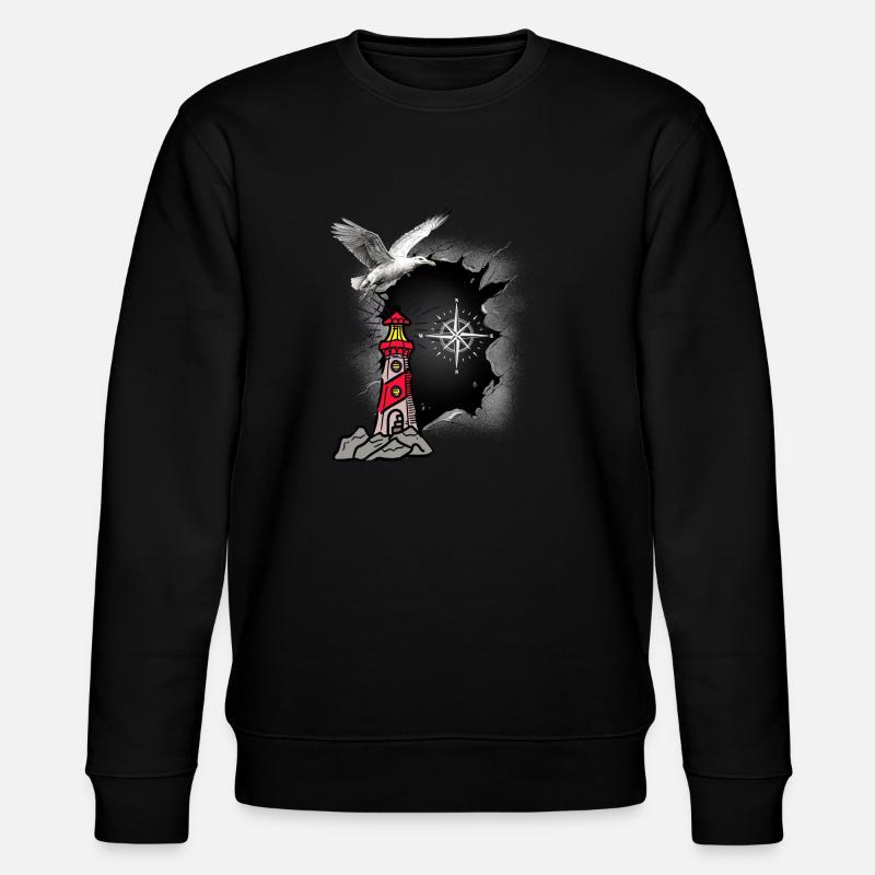 maritim Möwe Kompass Leuchtturm Möwen - Stanley/Stella Unisex Bio-Sweatshirt CHANGER - Schwarz