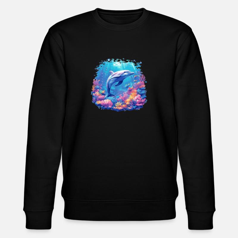 Dolphin Dolphins Dolphin - Stanley/Stella CHANGER Unisex Organic Sweatshirt - black