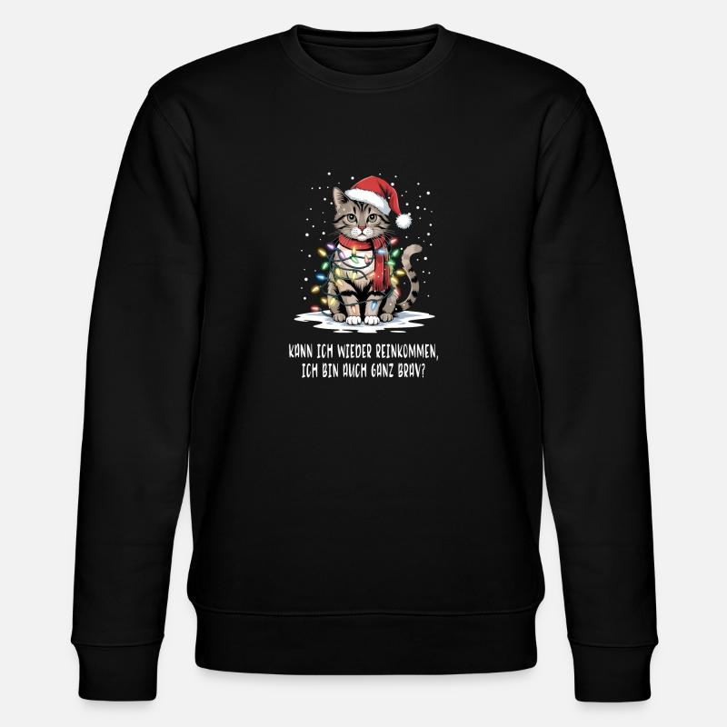 Christmas Cat - Stanley/Stella Unisex Bio-Sweatshirt CHANGER  - Schwarz