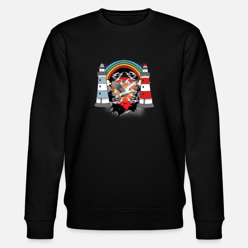 maritime, lighthouse, lighthouses, seagulls, seagulls - Stanley/Stella CHANGER Unisex Organic Sweatshirt - black